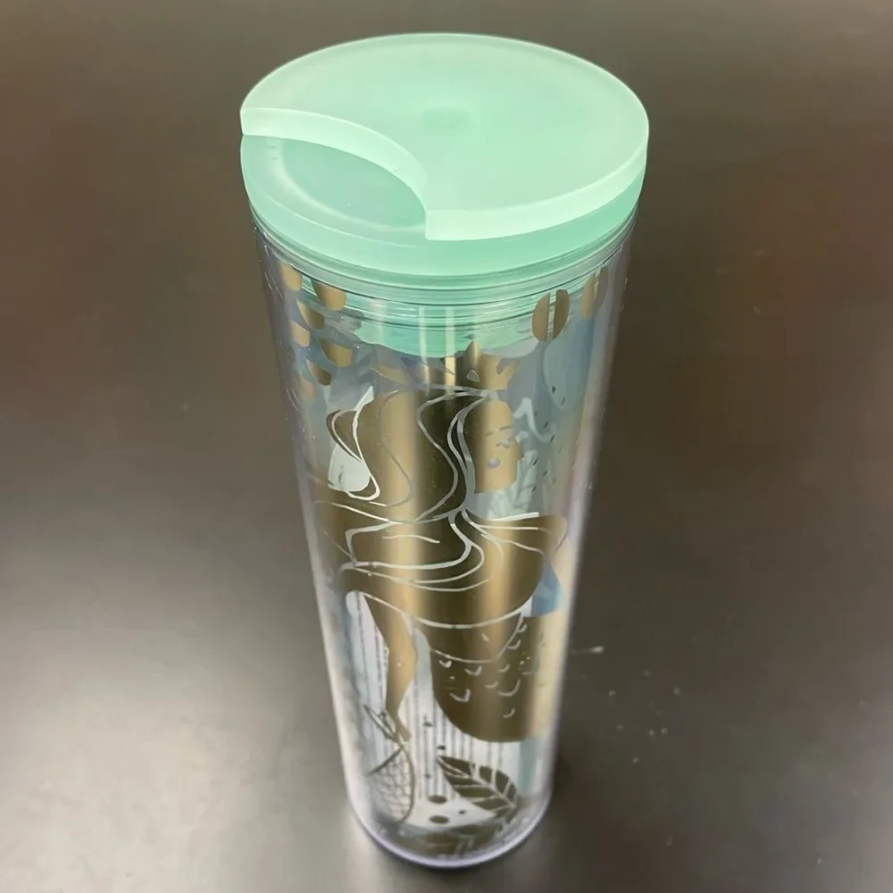 New Starbucks Tumbler 2020 Mermaid Gold Siren 16 fl oz Acrylic Cold Cup Seaglass